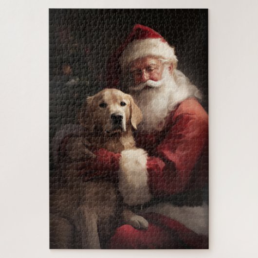 Gouden Retriever met Kerstman Kerstmis Legpuzzel (Verticaal)
