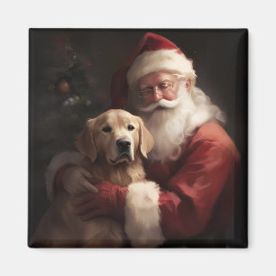 Gouden Retriever met Kerstman Kerstmis Magneet