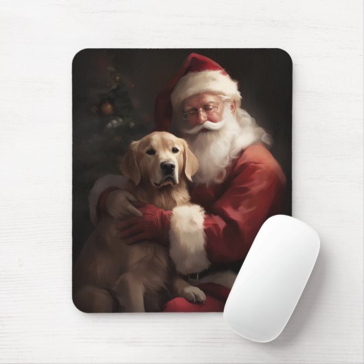 Gouden Retriever met Kerstman Kerstmis Muismat (Met muis)