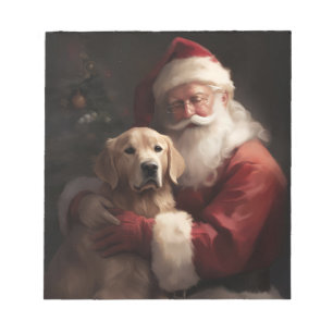 Gouden Retriever met Kerstman Kerstmis Notitieblok