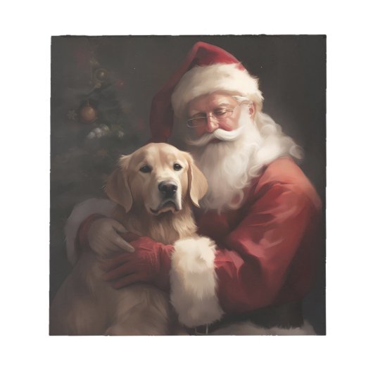 Gouden Retriever met Kerstman Kerstmis Notitieblok (Voorkant)