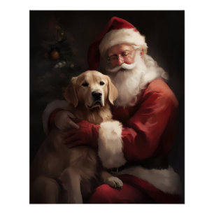 Gouden Retriever met Kerstman Kerstmis Perfect Poster