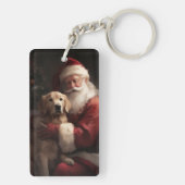 Gouden Retriever met Kerstman Kerstmis Sleutelhanger (achterkant)