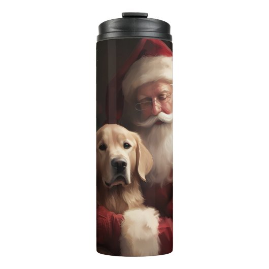 Gouden Retriever met Kerstman Kerstmis Thermosbeker (Voorkant)