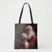 Gouden Retriever met Kerstman Kerstmis Tote Bag (Voorkant)