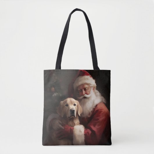 Gouden Retriever met Kerstman Kerstmis Tote Bag (Voorkant)