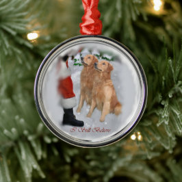Gouden Retriever met Kerstmis Metalen Ornament
