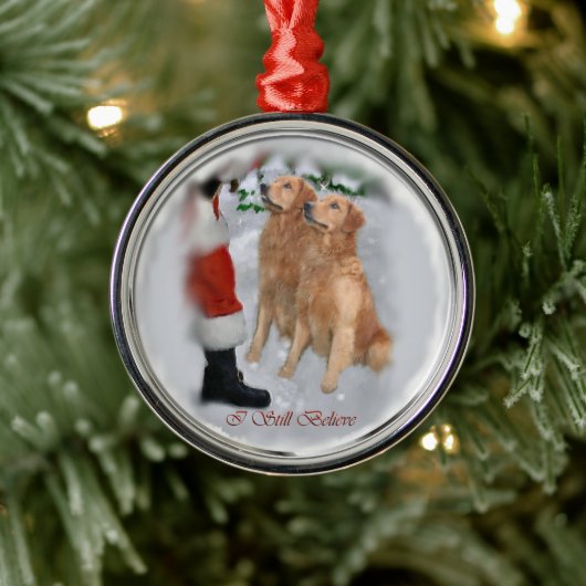 Gouden Retriever met Kerstmis Metalen Ornament (Boom)