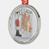 Gouden Retriever met Kerstmis Metalen Ornament (Links)