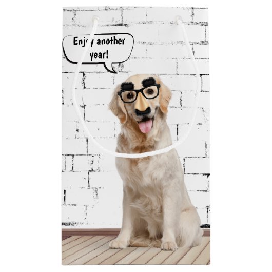 Gouden Retriever met Mustache Mask Klein Cadeauzakje (Achterkant)