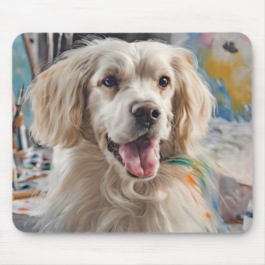 Gouden Retriever met verfvlekken Muismat (Voorkant)