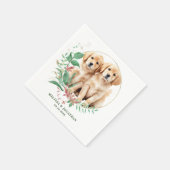 Gouden Retriever Moderne Botanische Bloemen Bruilo Servet (Hoek)