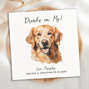 Gouden Retriever Moderne Hond Bruiloft Cocktail Servet