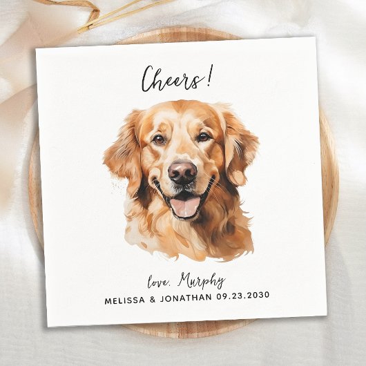 Gouden Retriever Moderne Hond Bruiloft Cocktail Servet