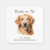 Gouden Retriever Moderne Hond Bruiloft Cocktail Servet (Voorkant)
