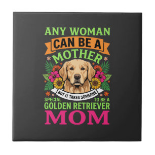 Gouden Retriever Moeder Bloemige Hond Liefhebber Tegeltje