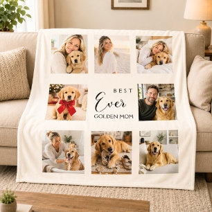 Gouden Retriever Moeder Cream Foto Collage Fleece Deken