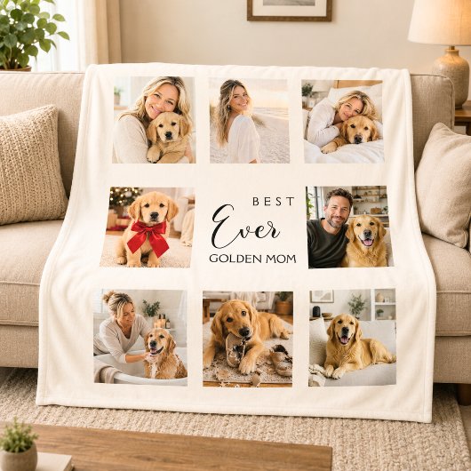 Gouden Retriever Moeder Cream Foto Collage Fleece Deken