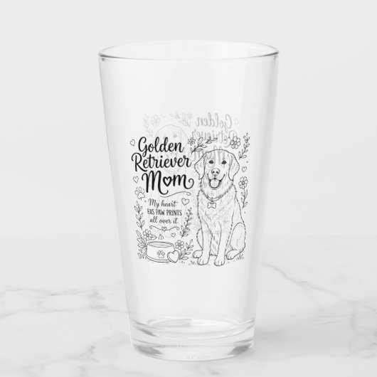 Gouden Retriever Moeder Hond Liefhebber Lijn Kunst Glas (Achterkant)