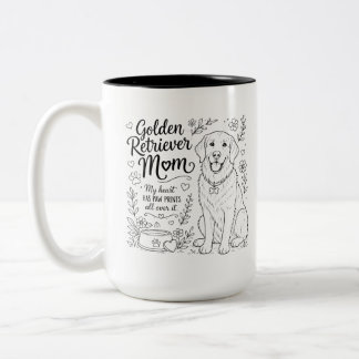 Gouden Retriever Moeder Hond Liefhebber Lijn Kunst Tweekleurige Koffiemok
