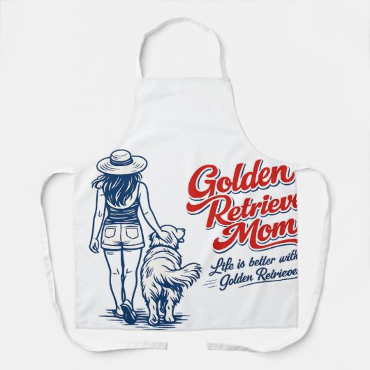 Gouden Retriever Moeder Keuken Schort - Retro Hond (Voorkant)