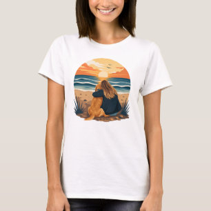 Gouden Retriever Moeder Leven Strand Zonsondergang T-shirt