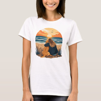 Gouden Retriever Moeder Leven Strand Zonsondergang T-shirt