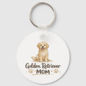 Gouden Retriever Moeder Mooie Hond Kunst Sleutelhanger (Achterkant)