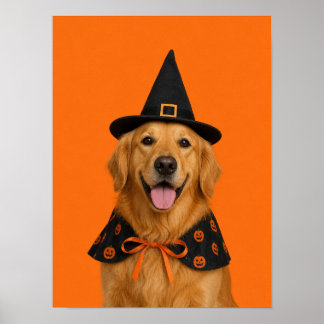 Gouden Retriever Muur Kunst — Halloween Heks Huisd Poster