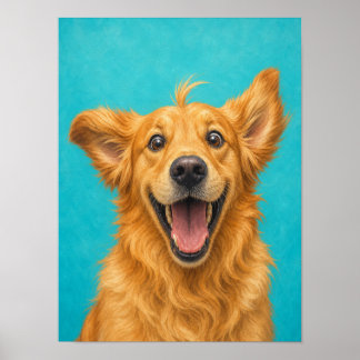 Gouden Retriever Muurkunst — Overenthousiast Grapp Poster