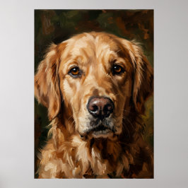 Gouden Retriever Olie Schilderij Poster | Zielvoll