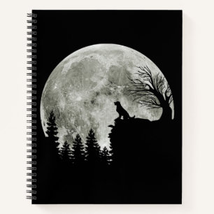 Gouden Retriever Op Berg Spooky Halloween Moon Notitieboek