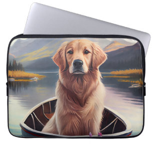 Gouden Retriever op een Peddel: Een Schitterend Av Laptop Sleeve