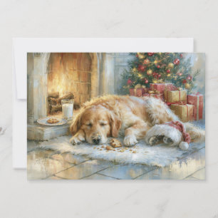 Gouden Retriever Open Haard Kerstmis Feestdagenkaart