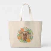 Gouden Retriever Pastel Oranje Gepersonaliseerd Grote Tote Bag (Achterkant)