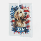Gouden Retriever Patriotische Glas Ornament (Voorkant links)