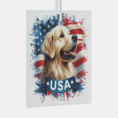 Gouden Retriever Patriotische Glas Ornament (Voorkant Rechts)