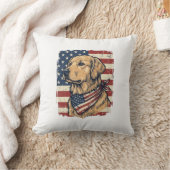 Gouden Retriever Patriottische Vintage Vector Ontw Kussen (Deken)