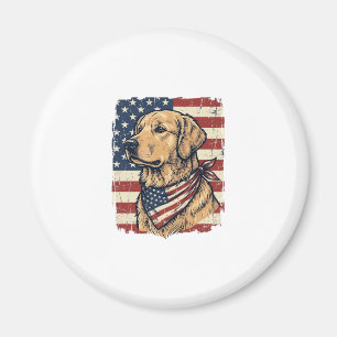 Gouden Retriever Patriottische Vintage Vector Ontw Magneet