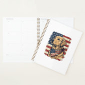 Gouden Retriever Patriottische Vintage Vector Ontw Planner (Display)