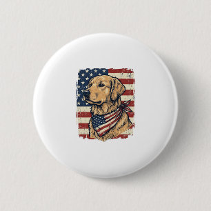 Gouden Retriever Patriottische Vintage Vector Ontw Ronde Button 5,7 Cm