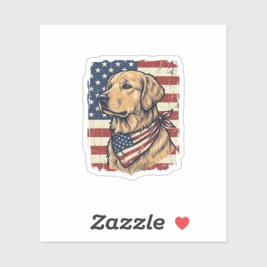 Gouden Retriever Patriottische Vintage Vector Ontw Sticker (Vel)