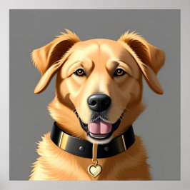 Gouden Retriever Portret met zwarte kraag Poster