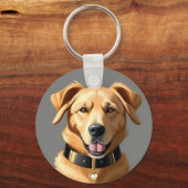 Gouden Retriever Portret met zwarte kraag Sleutelhanger (Voorkant)