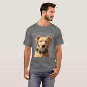 Gouden Retriever Portret met zwarte kraag T-shirt (Voorkant volledig)