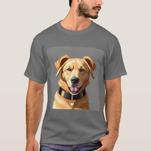 Gouden Retriever Portret met zwarte kraag T-shirt (Voorkant)