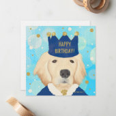 Gouden Retriever Prins Verjaardagskaart Notitiekaartje (Voorkant / Achterkant in situ)