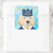 Gouden Retriever Prins Verjaardagssticker Vierkante Sticker (Tas)