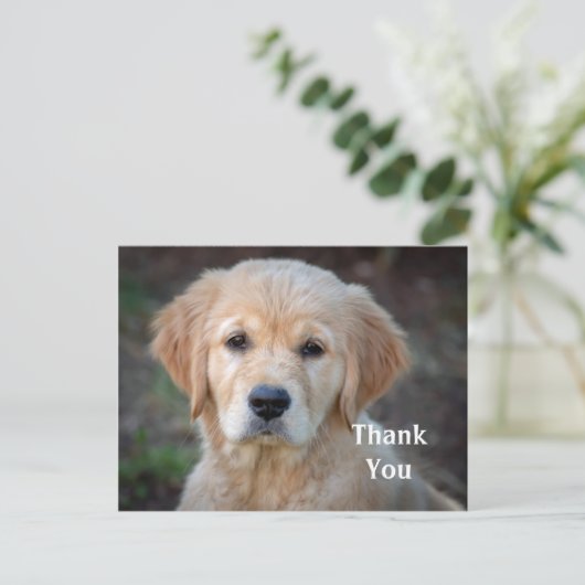 Gouden Retriever Pup Dank Je Kaart (Staand voorkant)