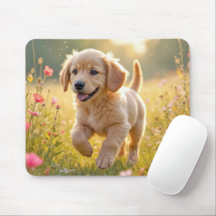 Gouden Retriever Pup In Een Zomer Veld Muismat